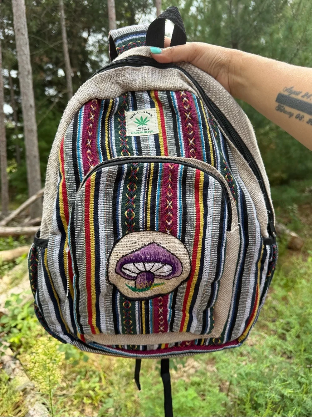 Hemp Mushroom Embroidered Baja Backpack